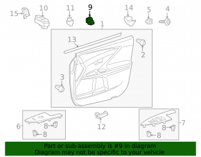 Front right window lift control Toyota Sienna 11-16