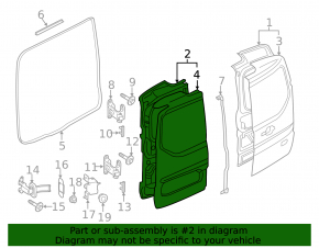 Boot door bare left Ford Transit Connect MK2 13-23 cargo without camera, white Z2, dent