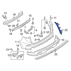 Rear bumper reflector right Ford Edge 19-