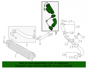 Intercooler pipe right third Volvo XC40 19-22 with resonator