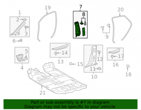 Left center pillar trim, upper belt, Lexus RX350 RX450h 10-14, gray