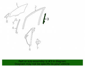 Front right door glass guide Toyota Venza 21- rear