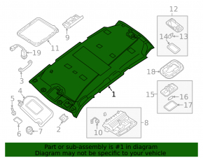 Nissan Pathfinder 13-16 gray headliner without sunroof