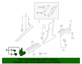 Front pillar trim lower right Hyundai Elantra AD 17-20 black