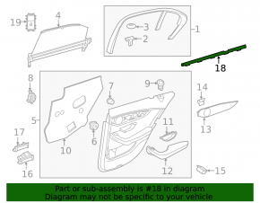 Door glass seal inner rear left Mercedes C-class W205 15-21