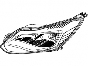 Front right headlight, bare, Ford Focus mk3 11-14 pre-rest, light
