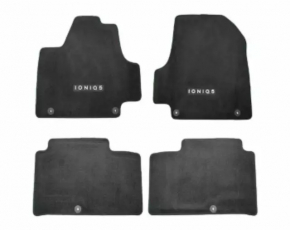 Set of floor mats for Hyundai Ioniq 5 22-24 black cloth under the fixed center console