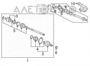 Drive axle shaft front right Acura MDX 16-20 3.5