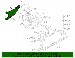 Audi E-Tron 19-23 air conditioning compressor bracket on the engine