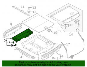 Audi Q8 19-26 front trunk floor bracket, worn