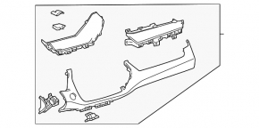 Black lower dashboard trim for Toyota Highlander 20-22 for 8" display
