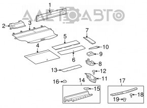Trunk pocket lid left Toyota Highlander 08-10 gray