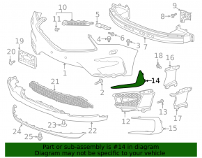 Right front bumper grille for Acura RDX 19-25 2019-21 without A-Spec package