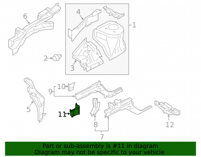 Right front bumper reinforcement fang for Nissan Juke 11-17