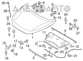 Right hood hinge Hyundai Tucson 16-21