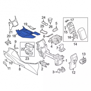 Center console trim cup holders Ford Escape MK3 13-16 gray