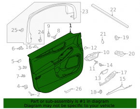 Door trim card front left Ford Escape MK4 20-22 black with beige, under memory, worn