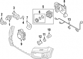 Front camera bracket Audi Q7 16-19 front, in radiator grille