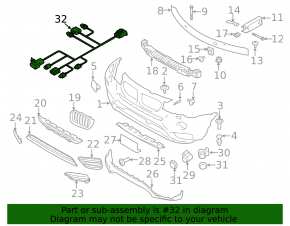 BMW X3 F25 15-17 Restyling Front Bumper Wiring for Fog Lights and Parking Sensors