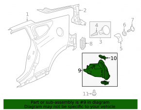 Rear right mudguard Honda CRZ 11-16