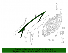 Front left window seal for Kia Sorento 21-23 HEV, PHEV