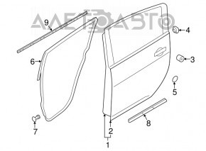 Rear left door seal Nissan Leaf 18-