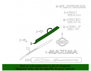 Trunk lid molding Nissan Maxima A36 16- chrome