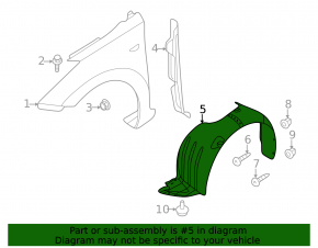 Front right fender liner for Hyundai Elantra UD 11-13 pre-restyling