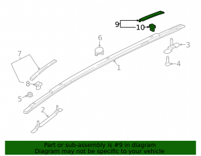 Rear left longitudinal railing trim Hyundai Tucson 16-18 without panorama