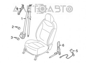Driver's seat belt Kia Soul 14-19 black