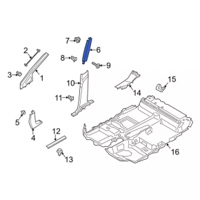 Ford Transit Connect MK2 13-23 gray center pillar trim, upper right belt