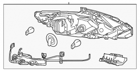 Headlight front left Nissan Altima 16-18 bare rest halogen, scratches