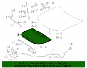 Hood insulation Toyota Camry v70 18-20 US