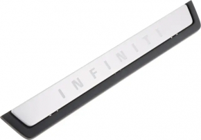 Door sill trim rear left outer Infiniti JX35 QX60 13- chrome, type 1, missing seal, worn, missing fastener