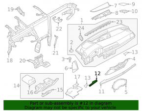 Left front panel inserts for Audi Q5 80A 18-24, dark brown wood, chipped