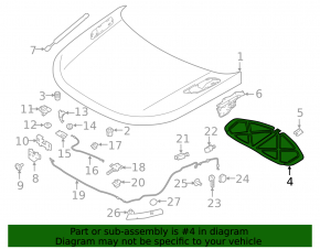 Land Rover Range Rover Velar 18-23 hood insulation tears
