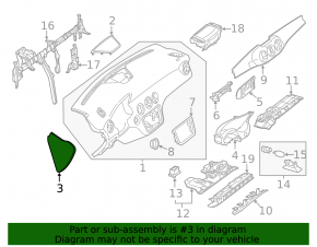 Side dashboard trim right Mercedes GLA 15-20 black
