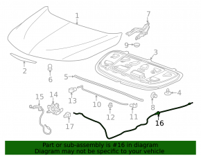 Chevrolet Malibu 16- Hood Release Cable with Handle