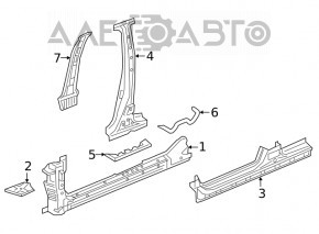 The central right body pillar of Honda Insight 19-22 on the body, butt