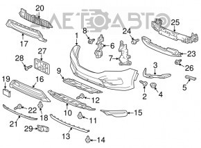 Frame of the lower grille of the front bumper Honda Accord 16-17 rest, hybrid, black gloss, scratches, cracked mount