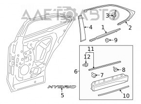 Upper rear left door molding for Lexus UX 19-26, chrome, scratches