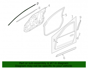 Upper door molding front right Infiniti G25 G35 G37 4d 06-14 chrome, deformed, scratches, missing fastening
