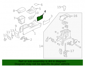 Center console trim side left Kia Sorento 11-15 front, black
