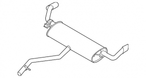 Muffler rear part barrel BMW X5 E70 07-13 3.0 under round chrome tips, with damper