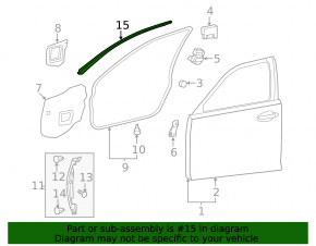 Front left door seal Lexus LS460 LS600h 07-12 upper