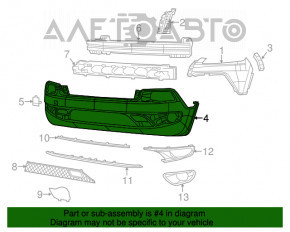 Bare front bumper Jeep Cherokee KL 14-18 for parking sensors, Trailhawk