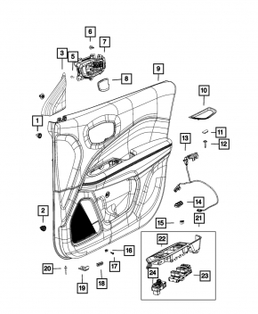 Jeep Compass 22-25 black interior front right door handle with backlight