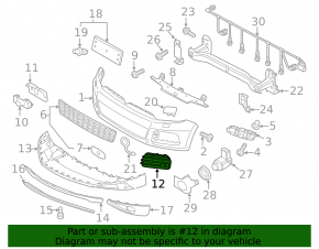 Front bumper side grille right VW Touareg 11-14 for parking sensors