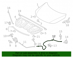Kia Sorento 10-15 rear hood release cable, long