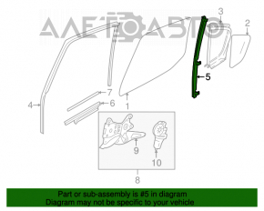 Rear left door glass guide for Suzuki Kizashi 10-15